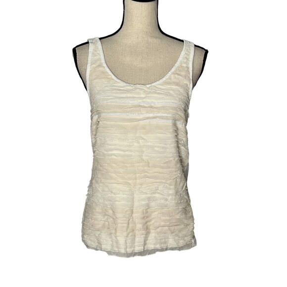 J. Crew Women's Textured Ivory Sleeveless Tank Top L - Picture 1 of 6